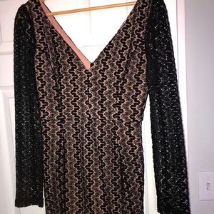 Black and peach lace sequence dress